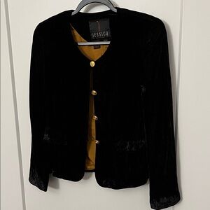 Jessica Black Velvet Blazer with Gold Accents